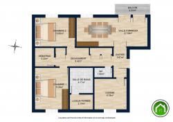 BREST : joli et lumineux appartement t4 de 80m² avec balcon et garage individuel
